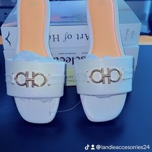 Elegant White Slide Sandals